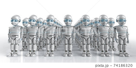 Group of cute robots with cartoon character 74186320