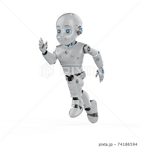 Cute robot with cartoon character 74186594