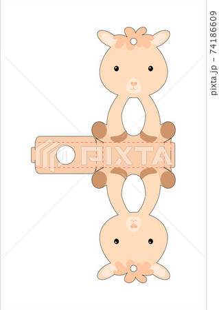 Cute easter egg holder alpaca  template. Retail paper box for the easter egg. Printable color scheme. Laser cutting vector template. Isolated packaging design illustration. 74186609