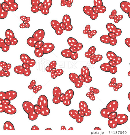Bow red butterfly seamless pattern, vector hair decoration meme red bow white dot polka seamless 74187040