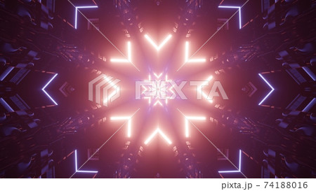 Sci fi neon flower design 3d illustration Sci fi neon flower design 3d illustration 74188016