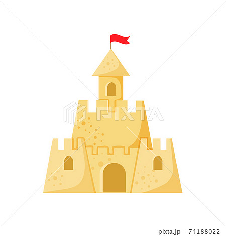 Beach sand castle vector illustration in a cartoon flat style isolated on white background. 74188022