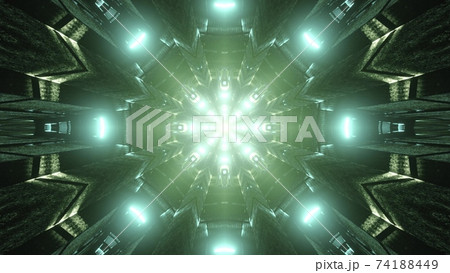 3D illustration of round green tunnel 74188449