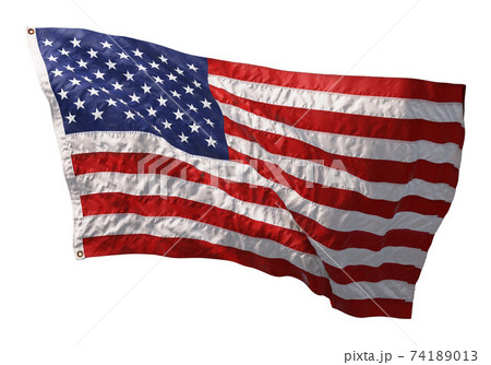 American flag waving in the wind isolated on white background. 3D American flag waving in the wind isolated on white background. 3D 74189013