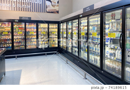 Tesco Lotus,THAILAND- February 4, 2021 : Consumer goods are placed on the shelves of goods such as foodstuffs, dry food, cosmetics and electrical appliances, Thailand's leading department store. 74189615