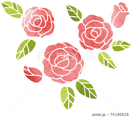 水彩 ピンクの薔薇 かわいい装飾イラストのイラスト素材