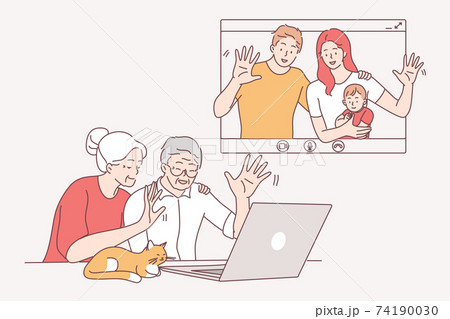 Online communication, video call and distant meeting concept Online communication, video call and distant meeting concept 74190030