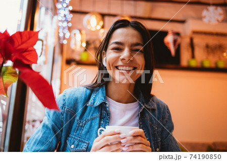 Portrait happy beautiful young woman smiling 74190850
