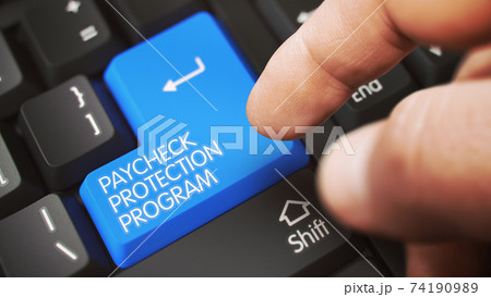 Hand Finger Press PAYCHECK PROTECTION PROGRAM Key. 74190989