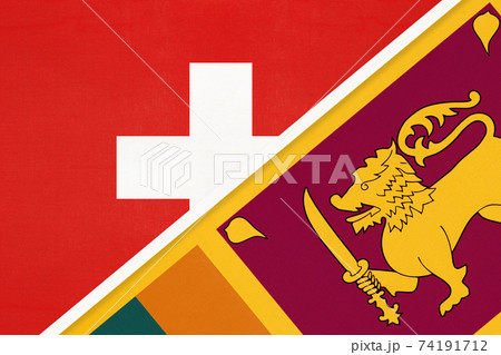 Switzerland and Sri Lanka, symbol of national flags from textile. Championship between two countries. Switzerland and Sri Lanka, symbol of national flags from textile. Championship between two countries. 74191712