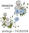 Two compositions with Linen flowers and cotton bolls. 74192036