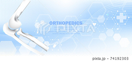 Molecular structure and elbow bone background. Abstract orthopedics background with molecule DNA. Medical, science and technology, hospital for body joints, anatomy concept. Vector illustration Molecular structure and elbow bone background. Abstract orthopedics background with molecule DNA. Medical, science and technology, hospital for body joints, anatomy concept. Vector illustration 74192303