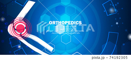 Molecular structure and elbow bone background. Abstract orthopedics background with molecule DNA. Medical, science and technology, hospital for body joints, anatomy concept. Vector illustration 74192305