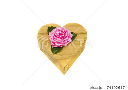 heart forms wooden gift box isolated on white 74192617