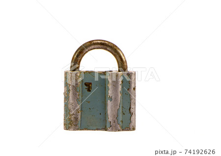 old and aged metal lock isolated on white old and aged metal lock isolated on white 74192626