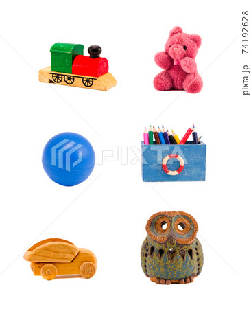 various toys group isolated on white various toys group isolated on white 74192628