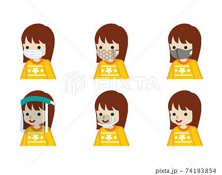 マスク種類セット - 女児　斜め向き 74193854