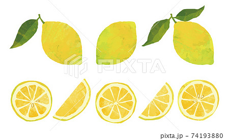 シンプルでかわいいレモンの装飾イラストのイラスト素材