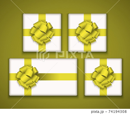 Vector modern gift box with bow ribbon Vector modern gift box with bow ribbon 74194308