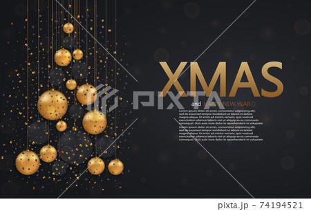 Vector modern Christmas or 2018 Happy New Year winter holiday invitation card background. 74194521