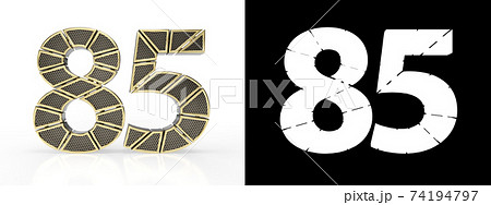 Number eighty-five (number 85) with perforated gold segments Number eighty-five (number 85) with perforated gold segments 74194797