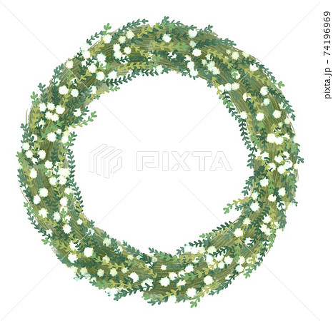 白い花のリースのイラスト素材