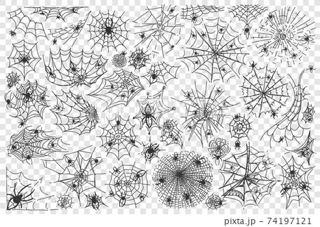 Spider web doodle set collection 74197121