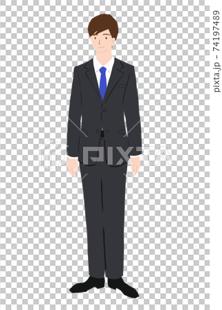スーツで立つ若い男性のイラストのイラスト素材