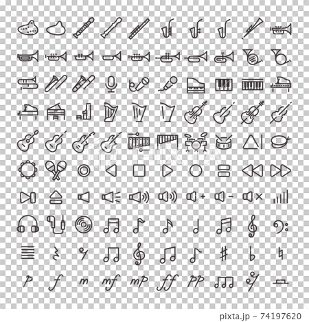 線画アイコン100個セット06（音楽） 74197620