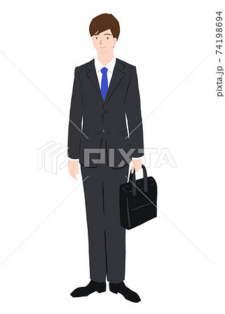 スーツでカバンを持つ若い男性のイラストのイラスト素材