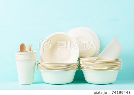 Biodegradable, Compostable, Disposable or Eco friendly utensil bowl and cup 74199443