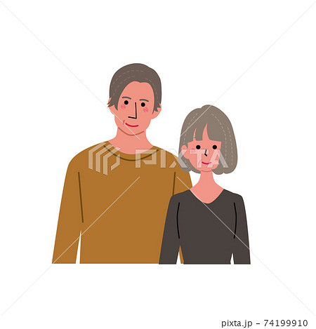 中高年の男女　シニア　夫婦　イラスト　上半身 74199910