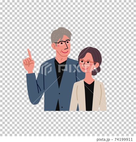 Middle-aged and older men and women senior couple illustration upper body 74199911