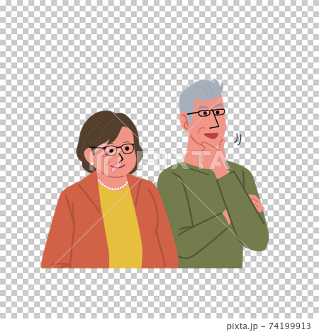 Middle-aged and older men and women senior couple illustration upper body Middle-aged and older men and women senior couple illustration upper body 74199913