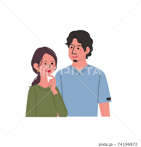 若い男女　カップル　夫婦　イラスト　上半身 74199972