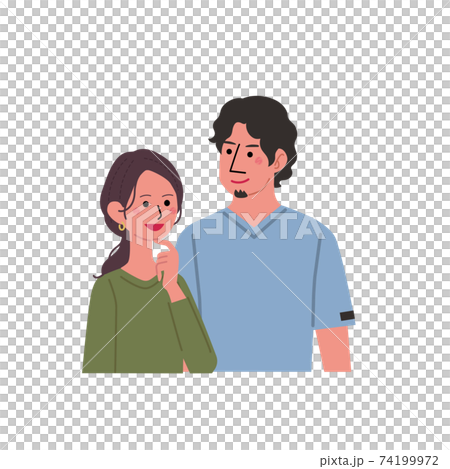 若い男女　カップル　夫婦　イラスト　上半身 74199972