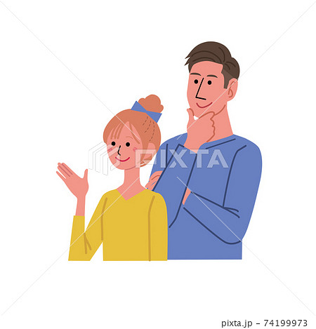 若い男女　カップル　夫婦　イラスト　上半身 74199973