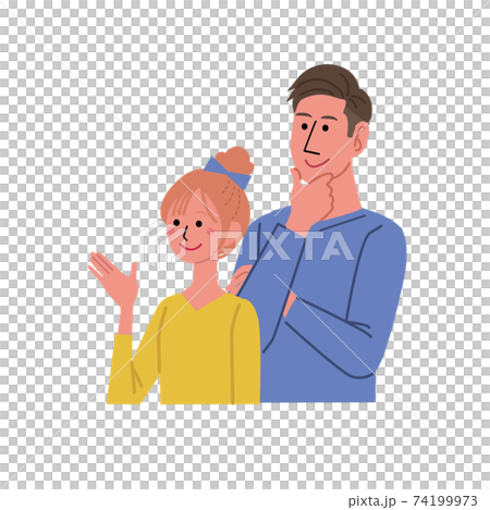 若い男女　カップル　夫婦　イラスト　上半身 74199973