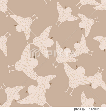 Pastel palette seamless pattern with random flying birds silhouettes. Beige light backgorund. Pastel palette seamless pattern with random flying birds silhouettes. Beige light backgorund. 74200496