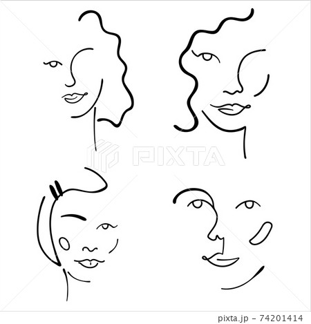 Abstract line art face painting contemporary portrait Abstract line art face painting contemporary portrait 74201414