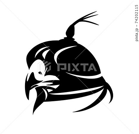 hunting falcon bird wearing hood black vector portrait 74202115