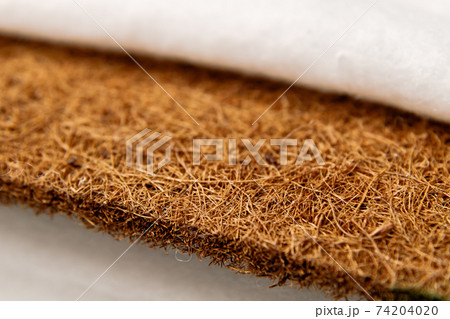 Close-up mattress made of coconut fiber. macro photo with soft focus 74204020
