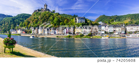 Travel in Germany - river cruises in Rhein river, medieval Cochem Travel in Germany - river cruises in Rhein river, medieval Cochem 74205608