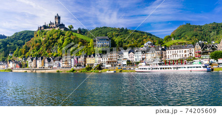 Landmarks of Germany - medieval Cochem town, famous for river cruises 74205609