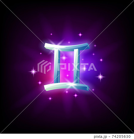 Aquarius Constellation icon in space style on dark background with galaxy and stars. Zodiac sign of air Vector Illustration. 74205630