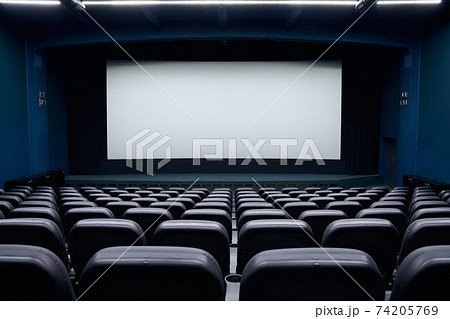 Empty cinema auditorium with chairs. Empty cinema auditorium with chairs. 74205769