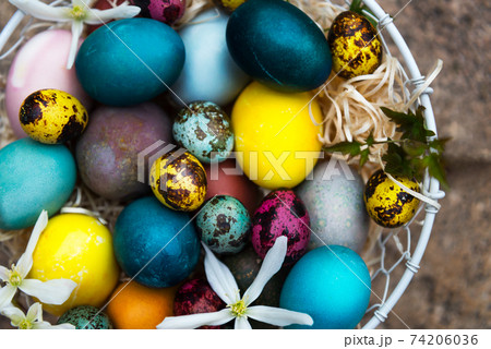 Different Easter Eggs dyed in Natural ingredients 74206036