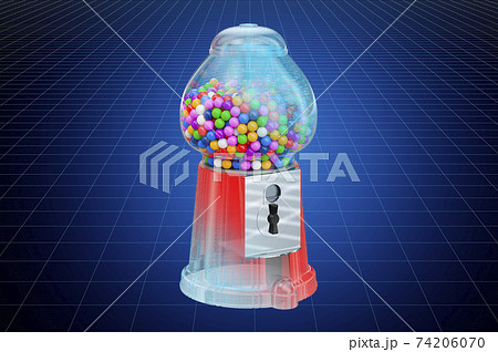 Visualization 3d cad model of gumball machine, blueprint. 3D rendering 74206070