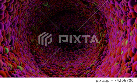 4K ぶくぶく 泡 トンネル カラフル 動き 体内  74206700