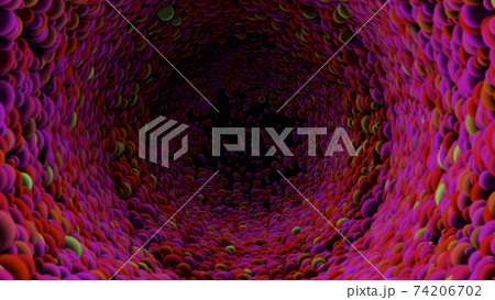 4K ぶくぶく 泡 トンネル カラフル 動き 体内  74206702